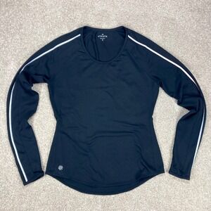 Athleta Running Wild Long Sleeve Top Womens Small Black Reflective Pullover